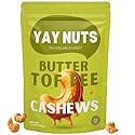 YAY NUTS Butter Toffee Cashews - All-Natural Sweet & Salty Snack, Crunchy Roasted Cashews Coated in Rich Caramelized Butter Toffee, Made in USA