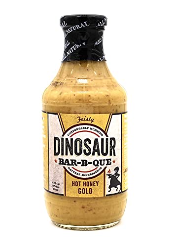 NEW Dinosaur Bar-B-Que Hot Honey Gold Barbecue Sauce, Cajun, Creole, Spice Flavor BBQ sauce, Perfect for grilling, meats, briskets, ribs, chicken