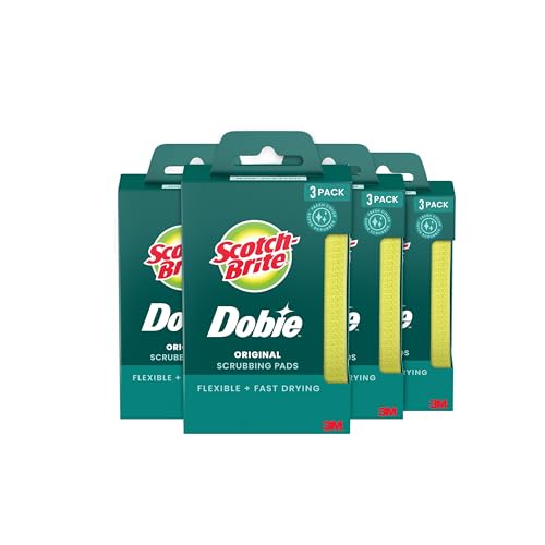 Scotch-Brite Dobie Non-Scratch All-Purpose Scrub Pads, 12 Total Pads (6 Packs of 2), Reusable Scouring Sponges for Kitchen & Bathroom, Safe on