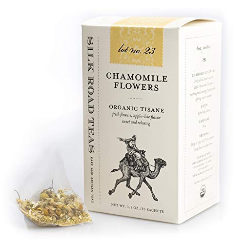 Silk Road Teas, Organic Chamomile Flower, Caffeine Free, Calming, Herbal, Fruity & Naturally Sweet, 15 Tea Bags