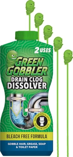 Green Gobbler Drain Clog Remover With 5 Pack of Drain Snake Tools | Drain Opener | Drain cleaner | Toilet Clog Remover