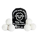 Premium XL Wool Dryer Balls 6-Pack | 100% Organic New Zealand Wool, Handcrafted, Reusable for 1,000+ Loads | Eco-Friendly Fabric Softener, Wrinkle