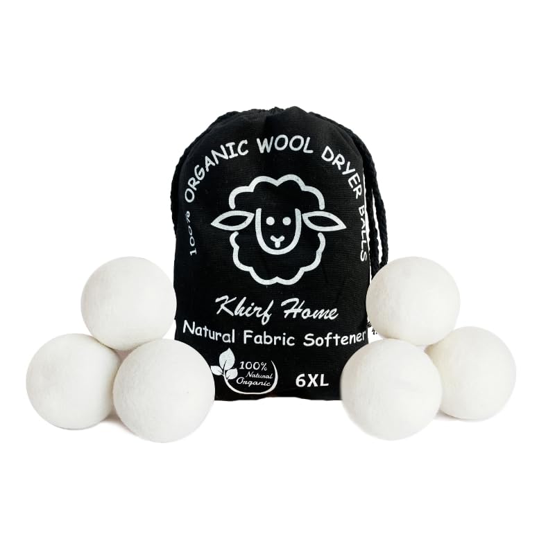Premium XL Wool Dryer Balls 6-Pack | 100% Organic New Zealand Wool, Handcrafted, Reusable for 1,000+ Loads | Eco-Friendly Fabric Softener, Wrinkle