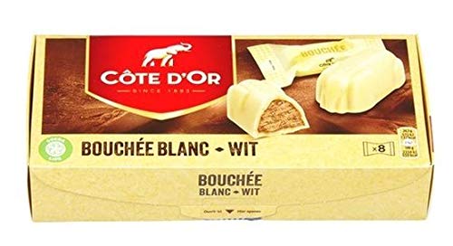 Cote d'Or - White Bouchees - 24 g x 8 pieces - Belgian Milk Chocolate - Chocolate nut bars - perfect snack - Individually wrapped bar chocolate