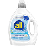 all sensitive fresh™, Spring Breeze, Scented Liquid Laundry Detergent for Sensitive Skin, Hypoallergenic, Free of Dyes, Concentrated, 82.5oz, 110