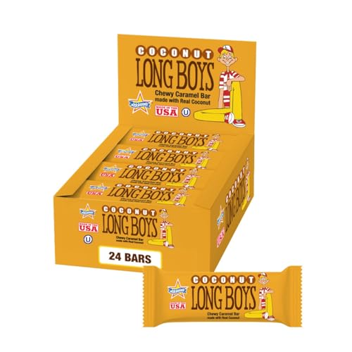 Atkinson's Long Boys Coconut Creamy Caramel Candy Bar 1.5oz 24ct Pack