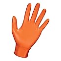 SAS Safety 66573 Astro-Grip Powder?Free 7 Mil Nitrile Gloves, Large, Orange 100/BX