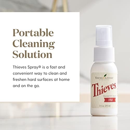 Young Living Thieves Spray | 1 oz | Portable Cleaner Spray, Formulated with Water & Alcohol, Ideal for Travel Essentials & Home; Fits in Backpack