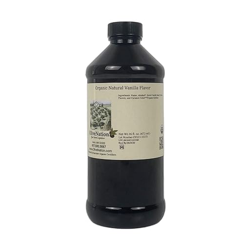OliveNation Natural Vanilla Flavor, Organic from Bourbon Madagascar Beans, Non-GMO, Gluten Free, Kosher, Vegan - 16 ounces