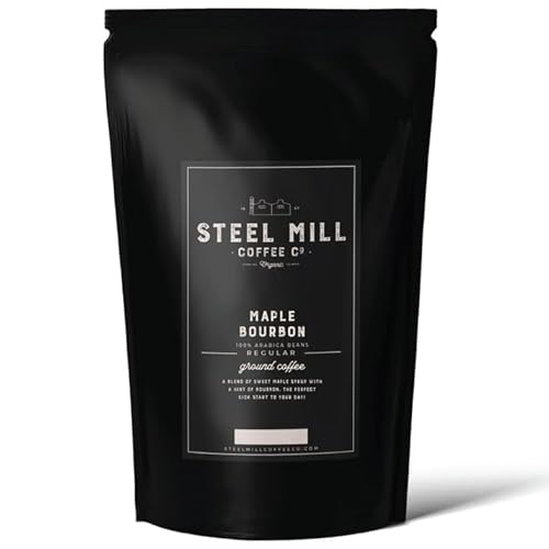Steel Mill Coffee Co. Maple Bourbon Flavored Coffee - 2 LB Whole Bean, Medium Roast, 100% Arabica, Vegan, Gluten-Free, Sugar-Free, Colombian Origin