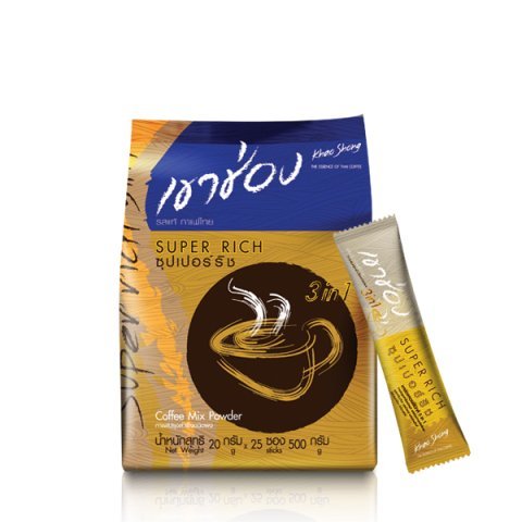 Instant Coffee Mix Powder 3 in 1 Khao Shong Super Rich Thai Coffee Blend [ 20g. X 25 Sachets ]