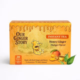 Premium Honey Ginger Instant Tea Crystals, Mango Flavor, 20 Sachets, Real Ginger, Real Honey, Pure Cane Sugar, Caffeine Free, Hot Or Cold Single Serve