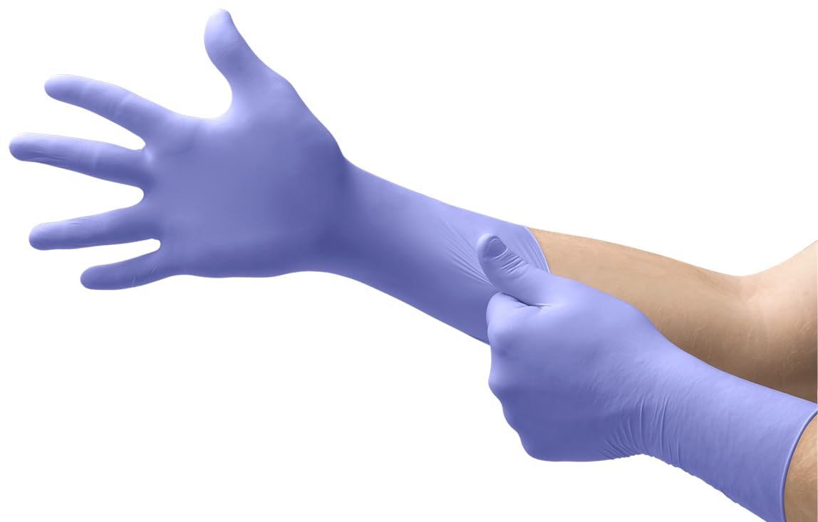 Ansell MICROFLEX Supreno EC SEC-375 Thick Disposable Nitrile Exam Gloves Extended Cuff for Automotive, Heathcare, Life Sciences, Small (6.5-7.0)