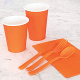 Plain Pumpkin Orange Disposable Paper Cups - 9oz, 14 Count - Ideal for Parties, Picnics, & All Occasions