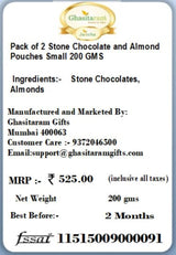 Jaiccha Ghasitaram Bhaidooj Gifts - Pack of 2 Stone Chocolate and Almond Pouches Small 200 GMS