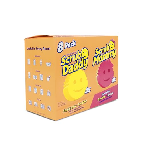Scrub Daddy Original (4) + Scrub Mommy Kitchen Sponges (4) - Scratch-Free Dish Scrubber - Multipurpose Kitchen Cleaning Sponges - BPA Free Polymer