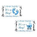 60 Blue Its a Boy Baby Shower Miniatures Candy Bar Wrapper Labels, Baby Shower Miniatures Candy Bar Stickers Decorations, Candy Not Included. Made in