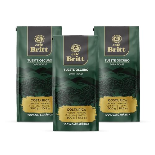 Café Britt® - Costa Rican Dark Roast Coffee (10.5 oz.) (3-Pack) - Ground, Arabica Coffee, Kosher, Gluten Free, 100% Gourmet & Dark Roast