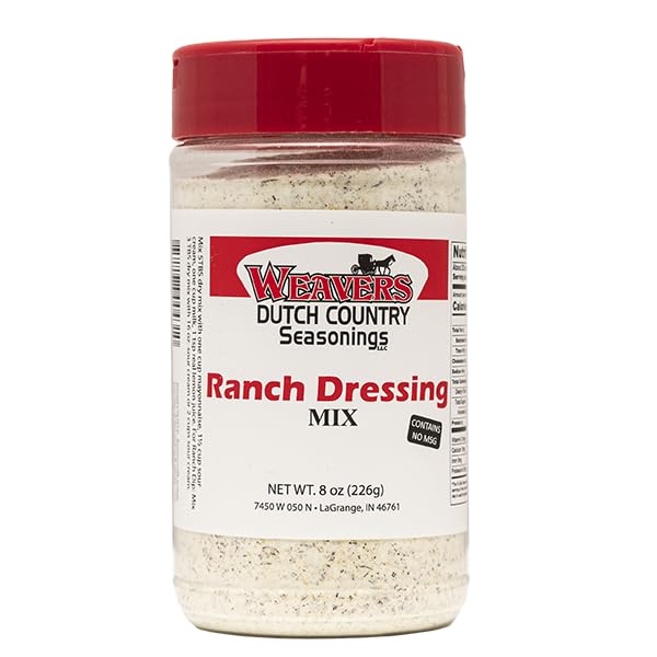 Weaver’s Dutch Country Seasonings Ranch Dressing Mix, 8 oz - Buttermilk, Parsley, Onion & Garlic Blend, No MSG - Great for Homemade Ranch, Dip