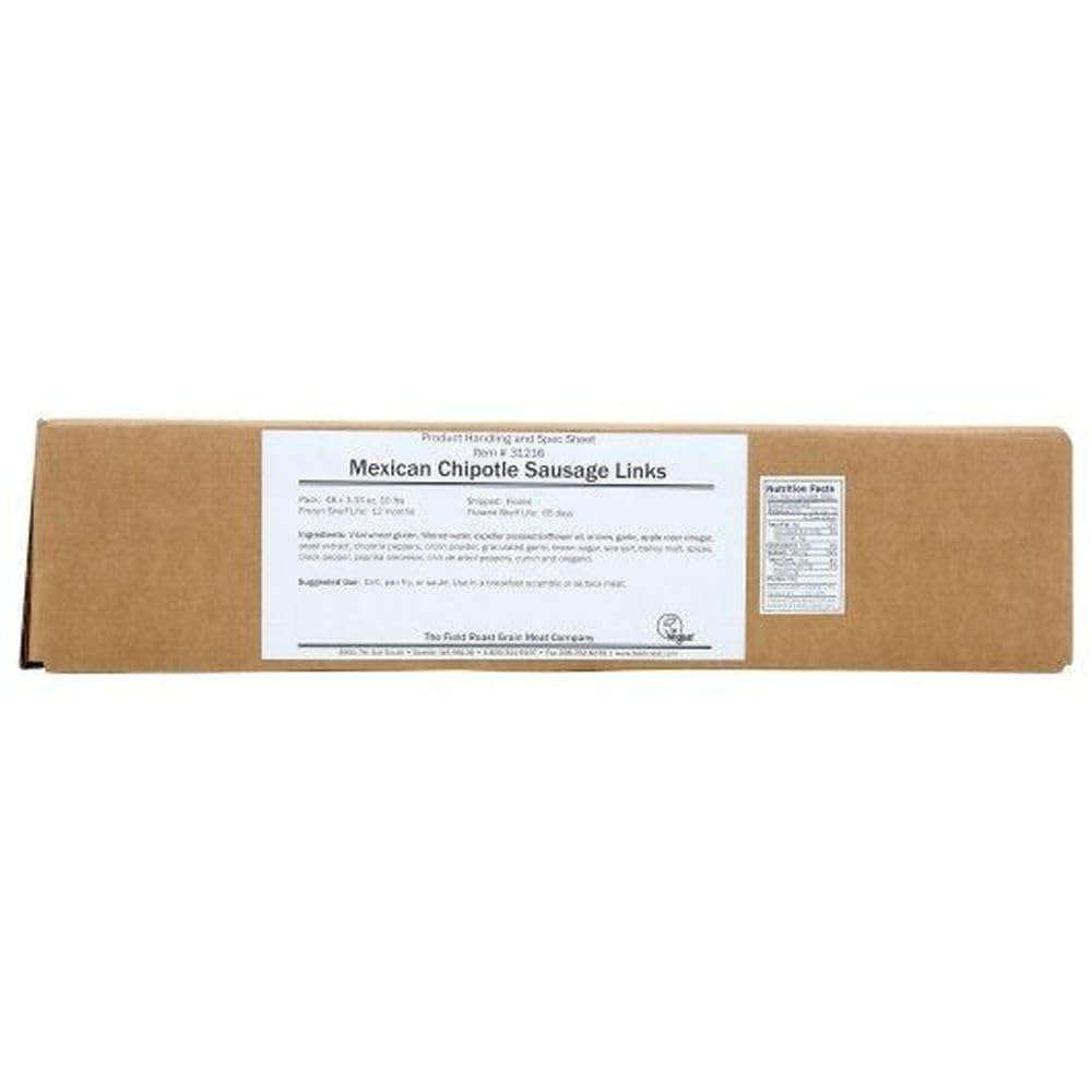 Field Roast Plant Based and Vegetarian Mexican Chipotle Sausage, 3.33 Ounce -- 48 per case.