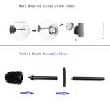 Stainless Steel Toilet Brush with Holder Set with Extra Long Handle Durable Bristles Toilet Bowl Brush and Covered Holder for Bathroom Storage (Black