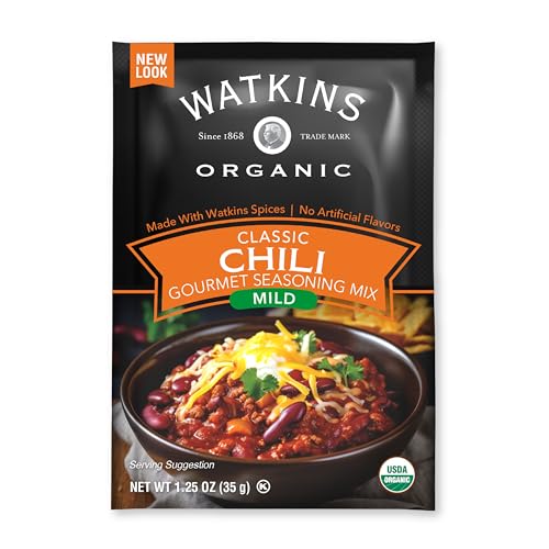 Watkins Organic Gourmet Seasoning Mix, Mild Chili, 1.25 Oz. Pouch, 1 Count