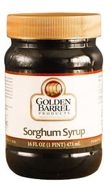 Golden Barrel Pure Sorghum Syrup - 16oz Jar of USA-Sourced Sweet Sorghum Syrup Rich in Iron - Natural Sweetener & Molasses Alternative for Pancakes, Oatmeal, Baking, Barbecue, & Cooking