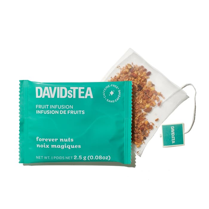 DAVIDsTEA Forever Nuts Herbal Tea - Caffeine-Free Tea Bags with Apple, Almond & Cinnamon - 12 Count - Sweet & Nutty Dessert-Inspired Blend