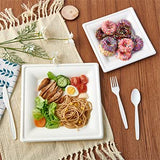 ECOLipak 120 Pack Compostable Paper Plates, 10 inch and 8 inch Heavy Duty Eco friendly Sugarcane Biodegradable Disposable Square Plates for Party