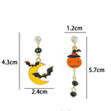Color matching cartoon pumpkin ghost earrings 925 silver needle earrings (Style 2)