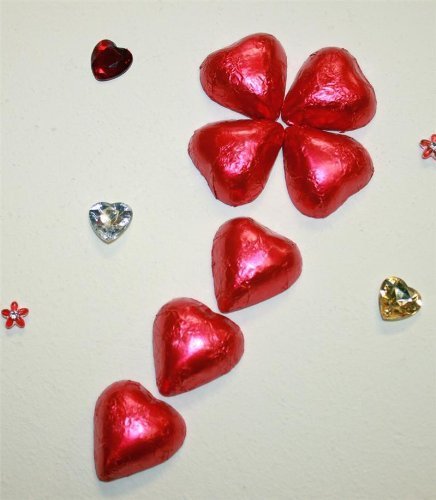 Red Foiled Valentine's Chocolate Hearts - 1 LB by FavorOnline