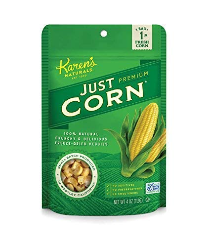 Karen’s Naturals Freeze Dried Corn, 4 oz, No Sugar Added, Healthy Vegetable Snack, Non-GMO, Vegan, Gluten Free, Crunchy Sweet Corn