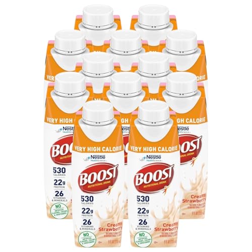 Boost Very High Calorie Nutritional Drink Creamy Strawberry, Made with Natural Strawberry Flavor & No Artificial Flavors, Colors & Sweeteners, 8 FL OZ