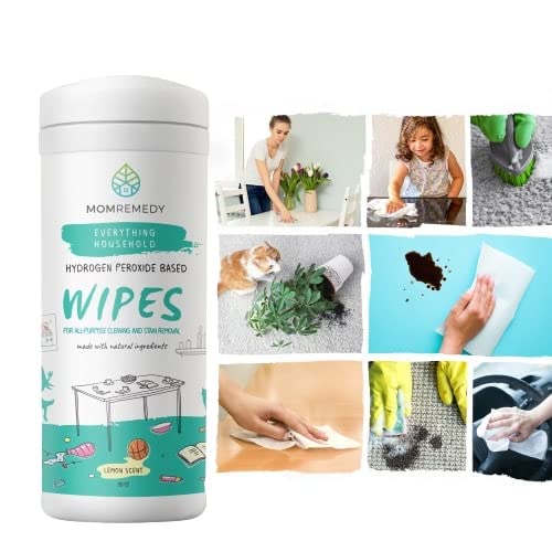 MOMREMEDY Hydrogen Peroxide Cleaning Wipes | All Purpose Cleaner and Stain Remover | Multipurpose for Kitchen, Bathroom, All Surfaces