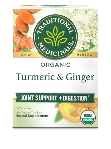 Traditional Medicinals Organic, Turmeric Tea with Ginger & Meadowsweet - Supports Normal Response to Inflammation - Kosher, Non-GMO, Caffeine-Free
