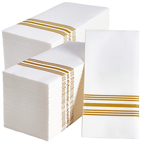 Vplus 300 PACK Guest Towels Disposable Bathroom, Decorative Bathroom Napkins Cloth Feel, Soft, and Absorbent Disposable Paper Hand Towel for Dinners