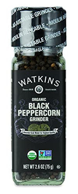 Watkins Organic Black Peppercorn Grinder, 2.6 Ounce