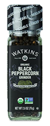 Watkins Organic Black Peppercorn Grinder, 2.6 Ounce