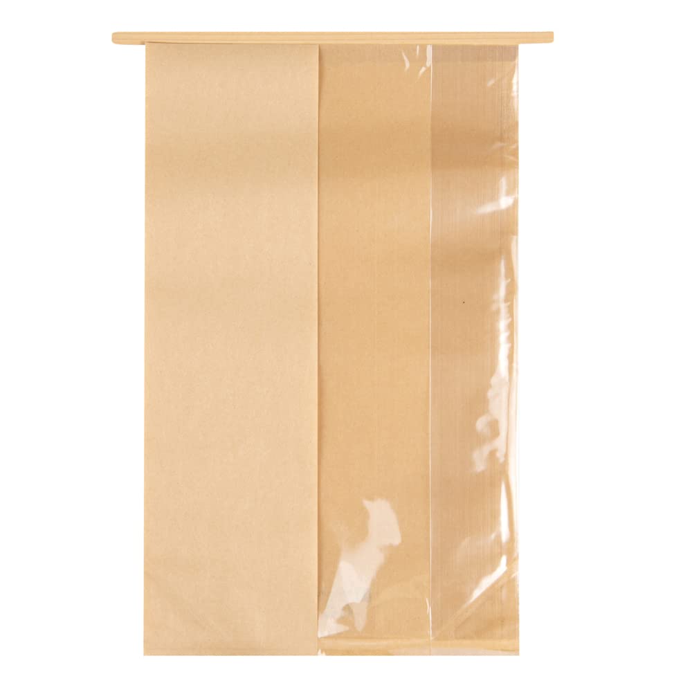 Restaurantware - Bag Tek 8.3 x 3.9 x 13.8 Inch Kraft Tin Tie Bags With Windows, 100 Resealable Bakery Bags With Windows - Flat Bottom, For Cookies or