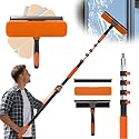 Window Squeegee Kit with Extension Pole, 2-in-1 Professional Washer for High Windows, 3-12FT Adjustable Reach, Rotatable Head for Indoor & Outdoor