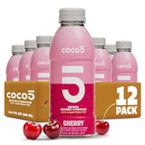 COCO5 Cherry Coconut Water (12 Pack) - Natural Electrolyte Sports Hydration, 50% Less Sugar, Bold Cherry Flavor, Non-GMO, Gluten Free - 16.9 fl oz