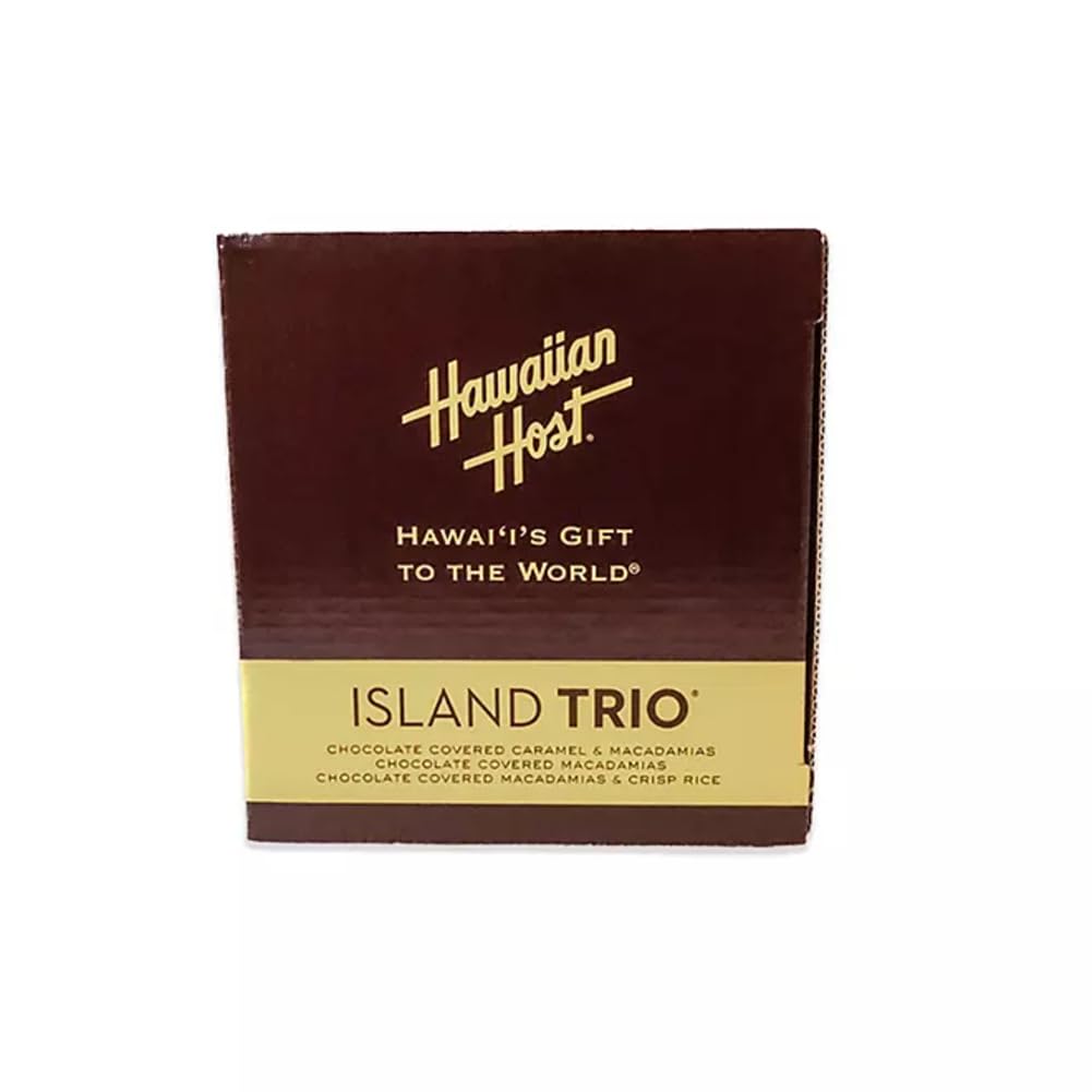 Hawaiian Host Island Trio - Maui Caramacs, AlohaMacs Milk, and MacNut Crunch - Chocolate Covered Macadamia Nut Gift Box - Premium Hawaiian Treats (30