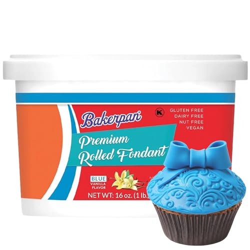 Bakerpan Premium Rolled Blue Fondant for Cake Decorating - 1 Pound, Vanilla Flavor