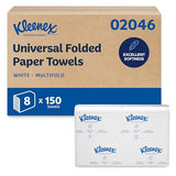 Kleenex Professional Universal Multifold Paper Towels, Bulk (02046), Absorbency Pockets, 9.2" x 9.4" Towel, White (150 Sheets/Pack, 8 Packs/Case