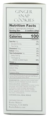 Rustic Bakery, Cookies Ginger Snap, 6 Ounce