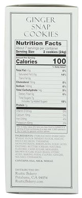 Rustic Bakery, Cookies Ginger Snap, 6 Ounce