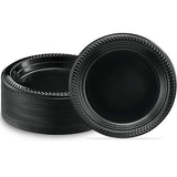 Bluesky Cuisine Round Black Disposable Plates - 6" (Pack of 100) Durable & Microwave Safe Black Dessert Plates, Perfect Disposable Plastic Plates