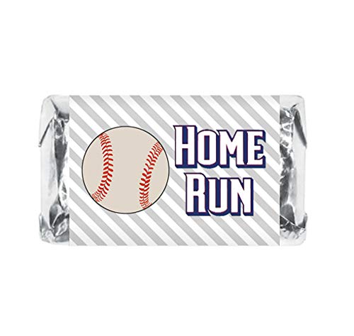 60 Sports Baseball Miniature Candy Bar Wrapper, Mini Candy Bar Stickers for Birthday Party, Baby Shower, Wedding, Graduation, or Any Family Event