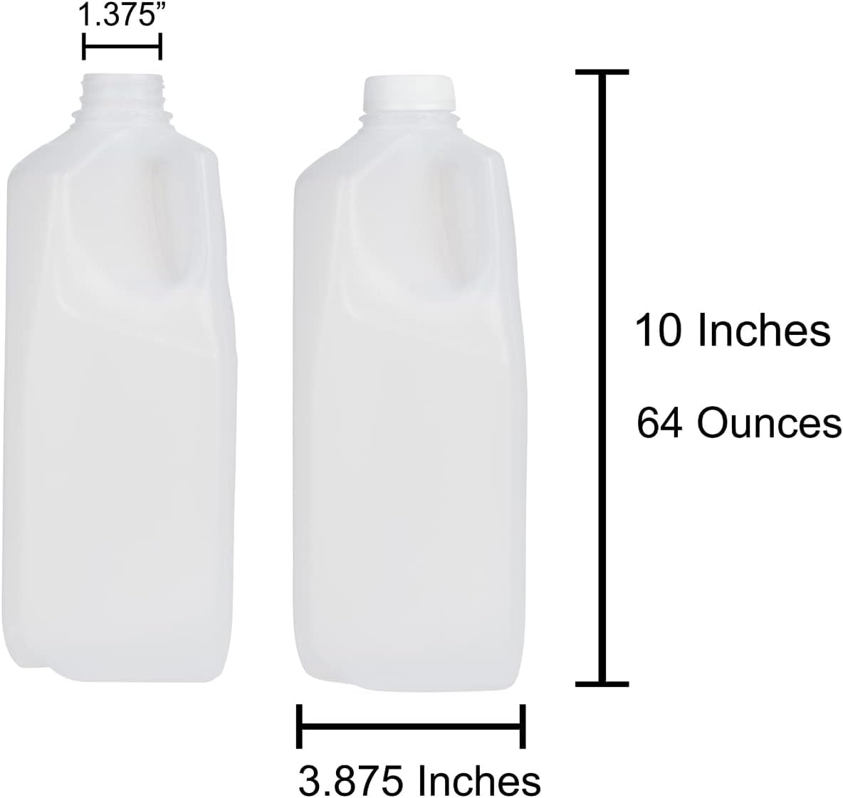 FIJIAN MADE 64 Oz Jugs Bottles (Pack Of 20 x 64 Oz Ea) With White Tamper Evident Screw Caps - Great for Homemade Juices, Milk, Smoothies, Tea