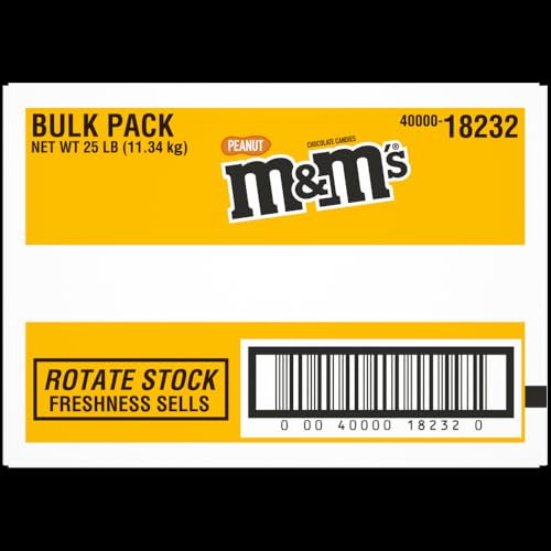 M&M's Peanut Milk Chocolate Candy Bulk Bag, 25 Pound, Resealable - Party Size Snack Mix & Baking Supply